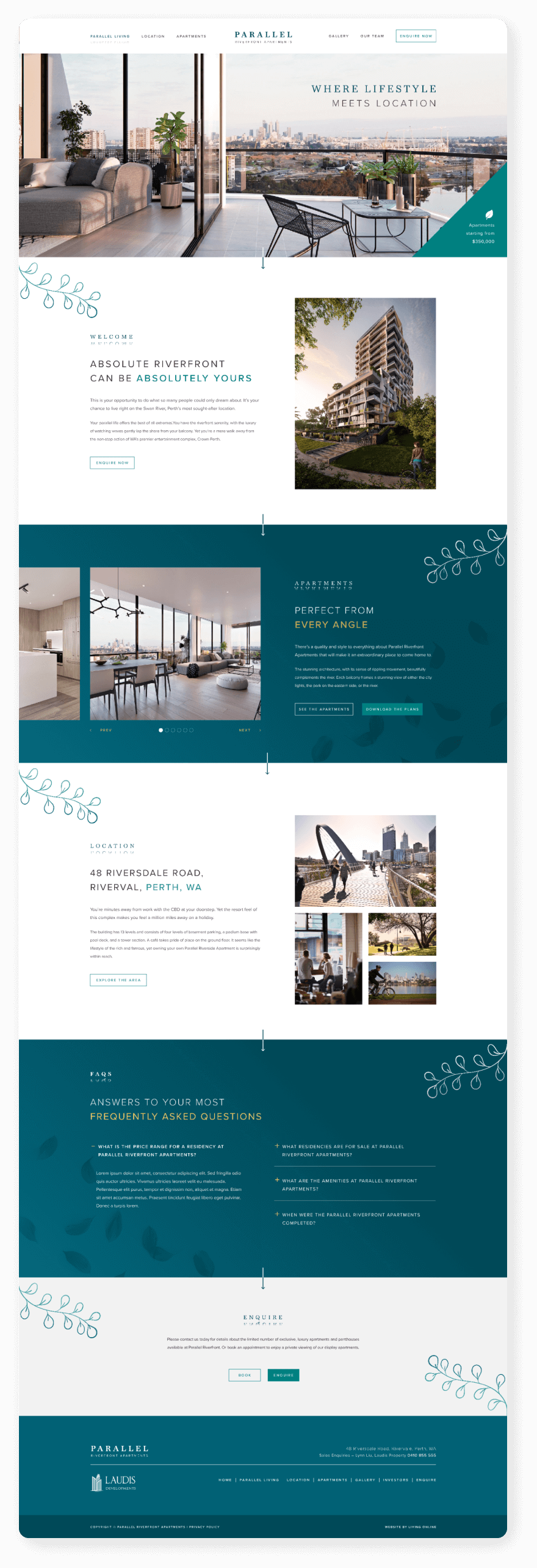 Parallel Riverfront Apartments - UI Design - Homepage