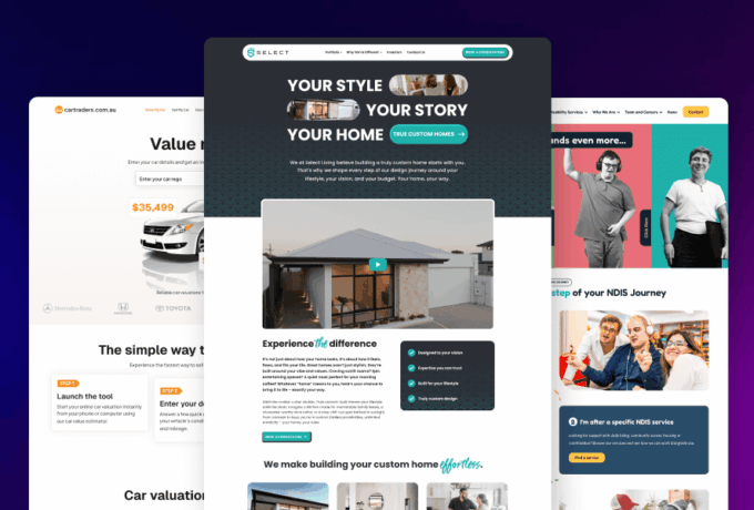 Examples of different website designs showing how cost and investment can vary for Perth businesses.