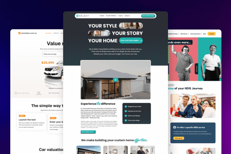 Examples of different website designs showing how cost and investment can vary for Perth businesses.