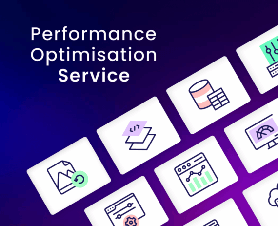 Graphic showing website performance optimisation services, including caching, media optimisation, and technical improvements for Perth businesses.