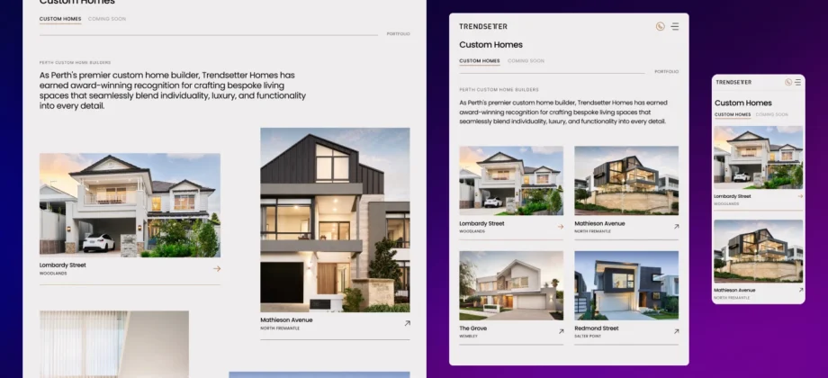 Responsive website design examples displayed across desktop, tablet, and mobile screens, showcasing Perth Website Studio’s mobile-first approach for consistent user experiences on all devices