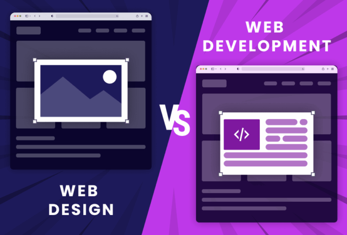 Graphic comparing web design and web development, showing the critical difference businesses in Perth must understand when building a website.