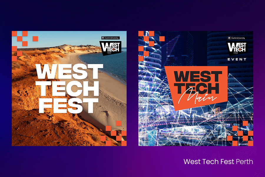 West Tech Fest Perth event graphics, showcasing one of the city’s biggest annual tech conferences