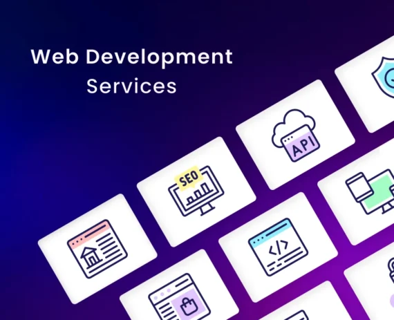 Graphic of web development services with icons for coding, SEO, API integration, and cloud hosting representing Perth WordPress development