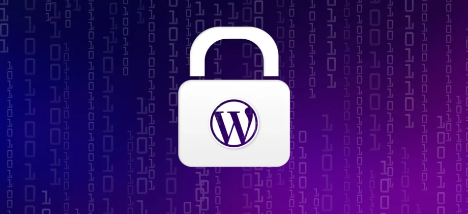 WordPress padlock icon on binary code background symbolising Perth WordPress website security and protection services