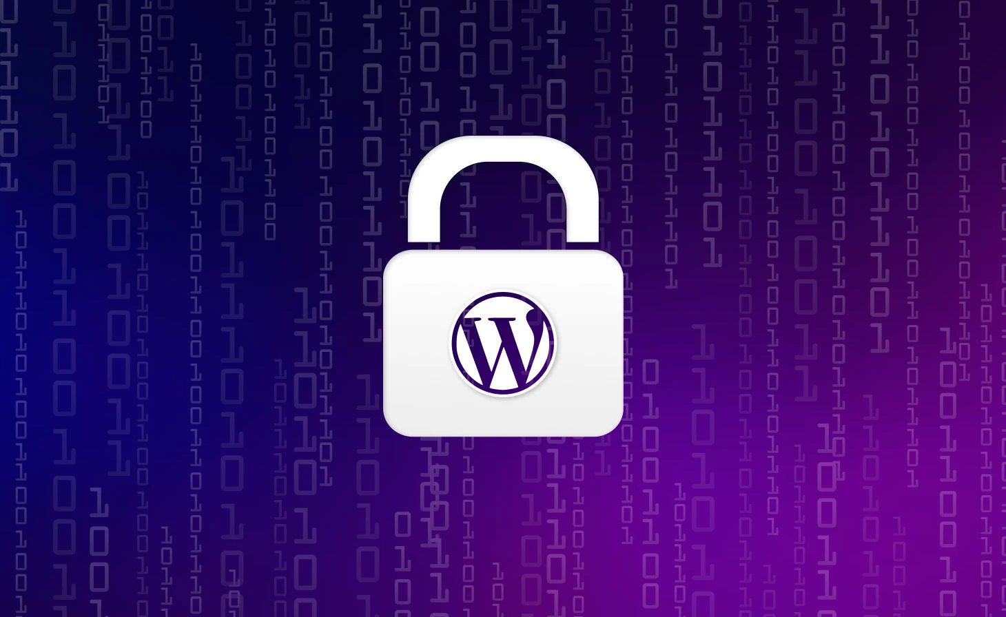 WordPress padlock icon on binary code background symbolising Perth WordPress website security and protection services