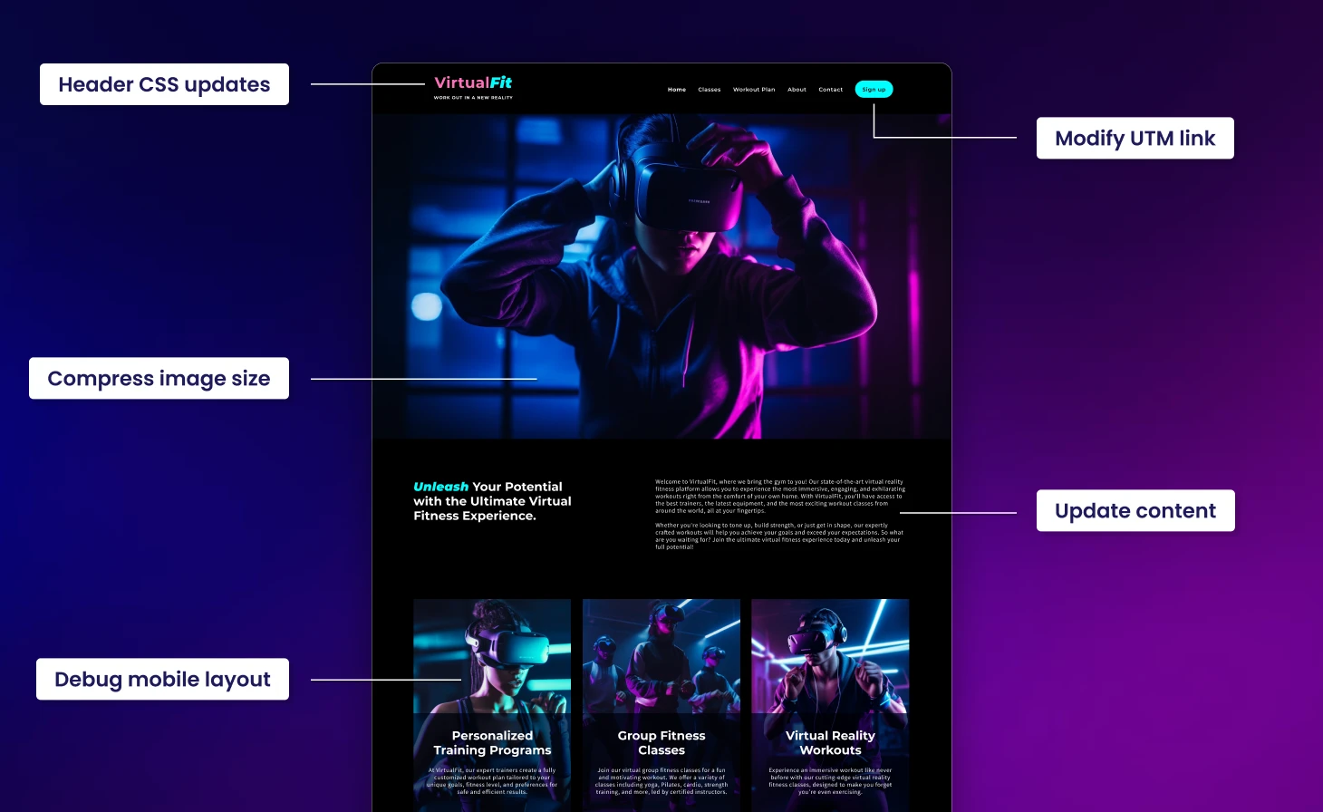 Example website showing CSS fixes, content updates, and debugging to illustrate Perth WordPress website support and maintenance services